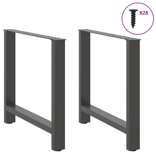 vidaXL Πόδια Τραπεζαρίας Ανθρακί 2 τεμ. 70x(72-73) εκ. Ατσάλι