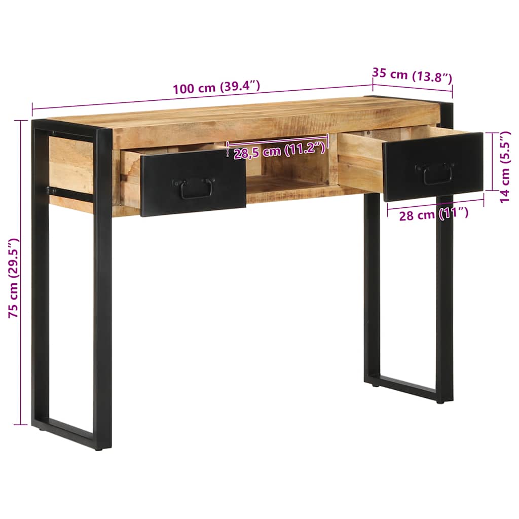vidaXL Τραπέζι κονσόλας 100x35x75 cm Στερεό ακατέργαστο ξύλο Mango
