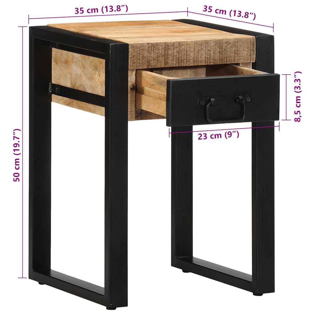 vidaXL Side Table 35x35x50 cm Στερεό ακατέργαστο ξύλο Mango