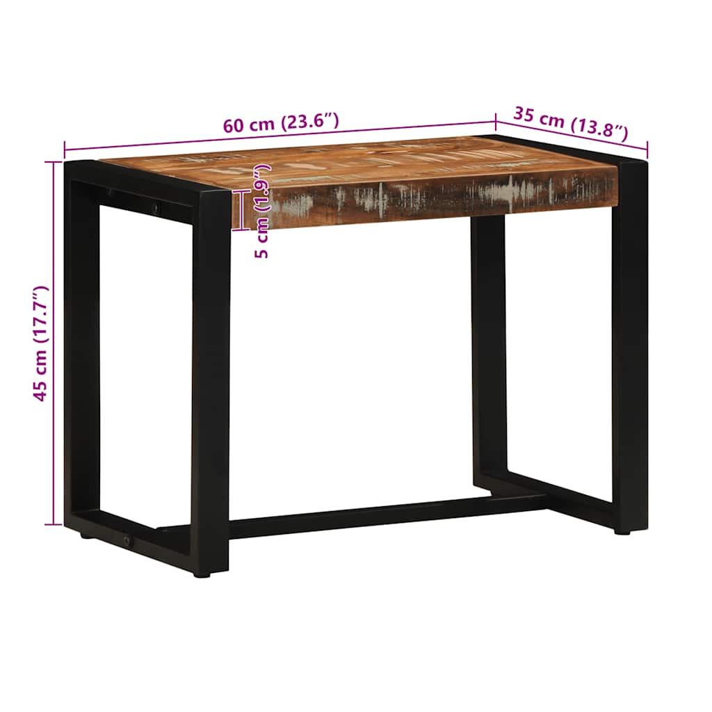 vidaXL Πάγκος Πολύχρωμος 60x35x45 εκ. από Μασίφ Ξύλο Ανακυκλωμένου Ξύλου