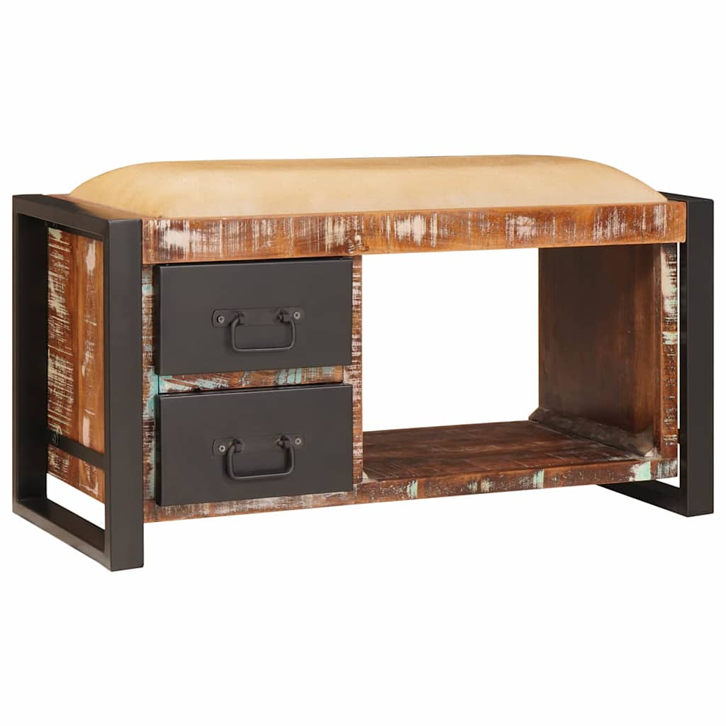 vidaXL Παγκάκι Αποθήκευσης Πολύχρωμο Μασίφ ανακυκλωμένο ξύλο