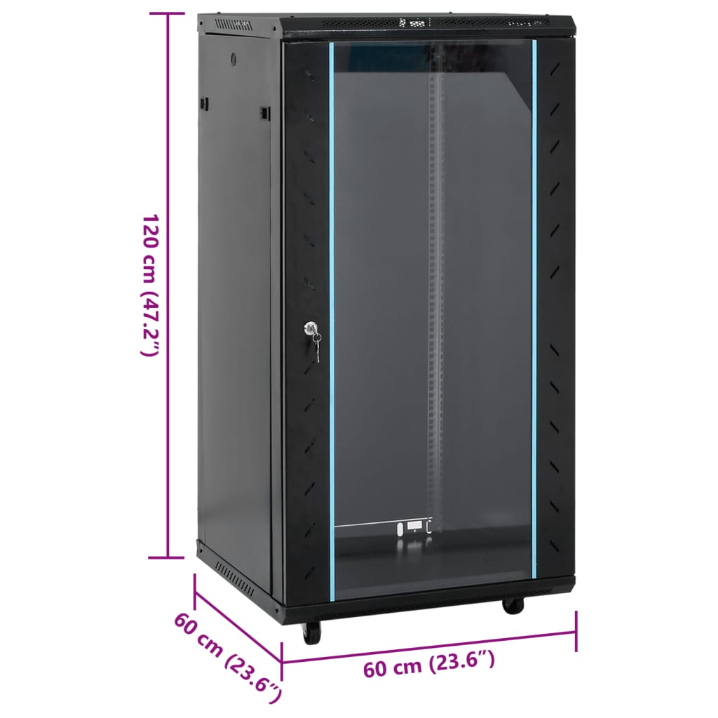 vidaXL Καμπίνα Δικτύου 22U 19" IP20 Μαύρη 60x60x120 εκ.