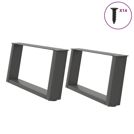 vidaXL Πόδια Τραπεζιού Σαλονιού σε Σχήμα U 2 τεμ. Ανθρακί 60x(30-31) εκ. Ατσάλι