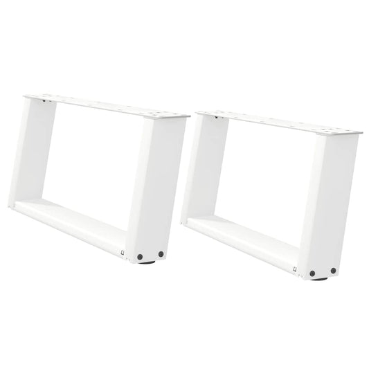 vidaXL Πόδια Τραπεζιού Σαλονιού σε Σχήμα U 2 τεμ. Λευκά 70x(30-31) εκ. Ατσάλι
