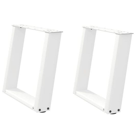 vidaXL Πόδια Τραπεζιού Σαλονιού σε Σχήμα U 2 τεμ. Λευκά 50x(42-43) εκ. Ατσάλι