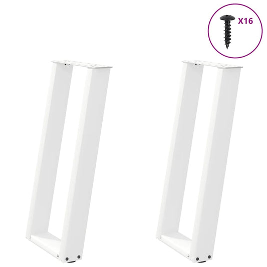 vidaXL Πόδια Κονσόλας σε Σχήμα U 2 τεμ. Λευκά 38x(72-73) εκ. Ατσάλι