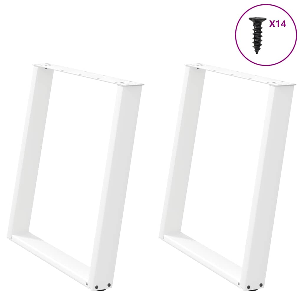vidaXL Πόδια Τραπεζαρίας σε Σχήμα U 2 τεμ. Λευκά 70x(72-73) εκ. Ατσάλι