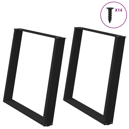 vidaXL Πόδια Τραπεζαρίας σε Σχήμα U 2 τεμ. Μαύρο 100x(72-73) εκ. Ατσάλι