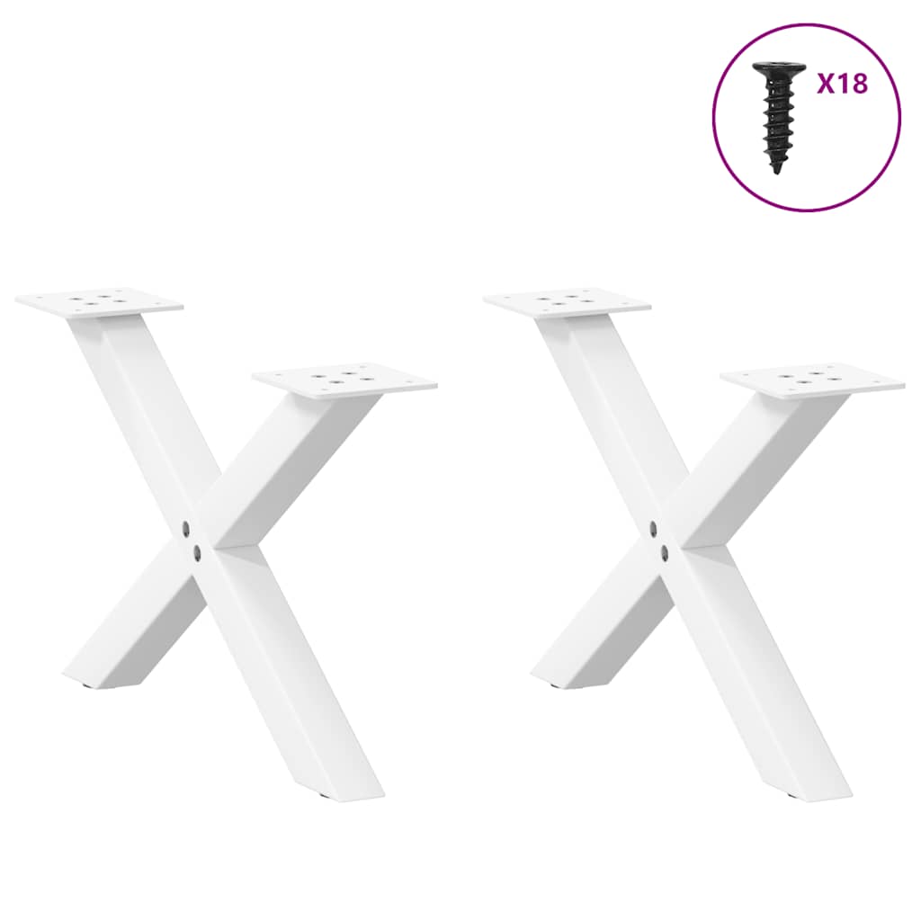 vidaXL Πόδια Τραπεζιού Σαλονιού σε Σχήμα Χ, 2 τεμ. Λευκά 50x(30-31) εκ. Ατσάλι