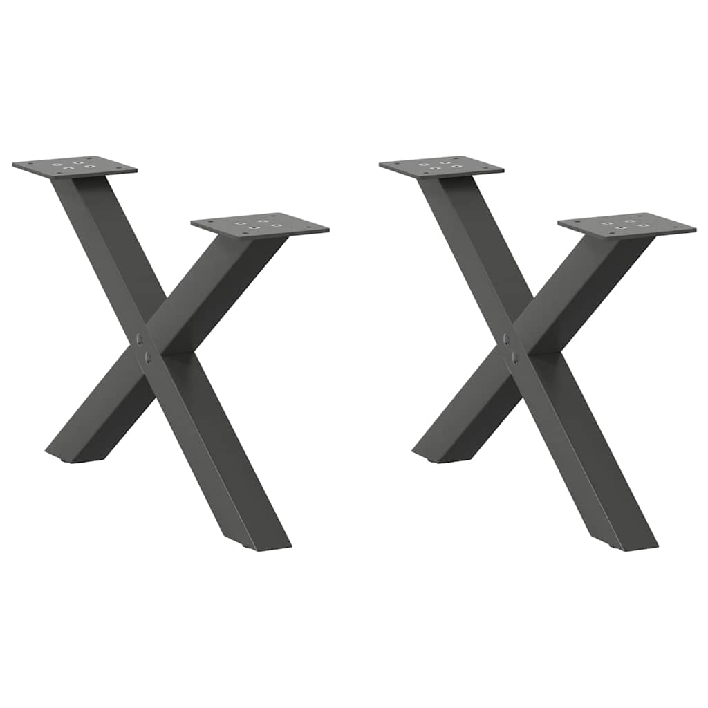 vidaXL Πόδια Τραπεζιού Σαλονιού σε Σχήμα Χ, 2 τεμ. Ανθρακί 50x(30-31) εκ. Ατσάλι