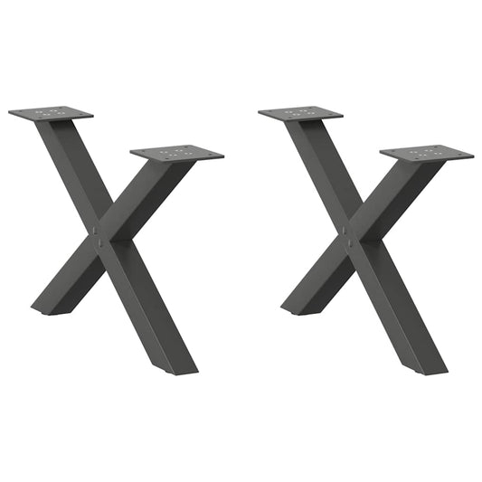vidaXL Πόδια Τραπεζιού Σαλονιού σε Σχήμα Χ, 2 τεμ. Ανθρακί 50x(30-31) εκ. Ατσάλι