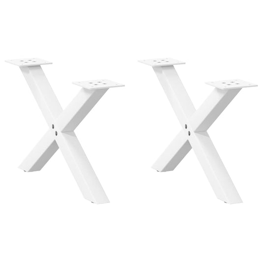 vidaXL Πόδια Τραπεζιού Σαλονιού σε Σχήμα Χ, 2 τεμ. Λευκά 60x(30-31) εκ. Ατσάλι