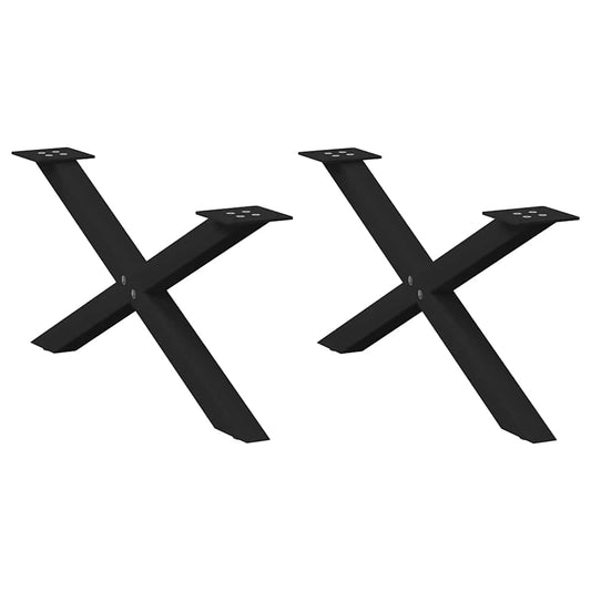 vidaXL Πόδια Τραπεζιού Σαλονιού σε Σχήμα Χ, 2 τεμ. Μαύρο, Ατσάλι 70x(30-31) εκ.