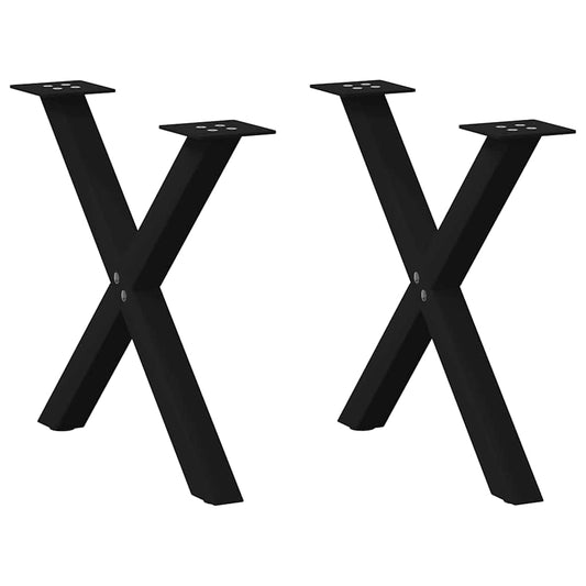 vidaXL Πόδια Τραπεζιού Σαλονιού σε Σχήμα Χ, 2 τεμ. Μαύρο, Ατσάλι 50x(42-43) εκ.