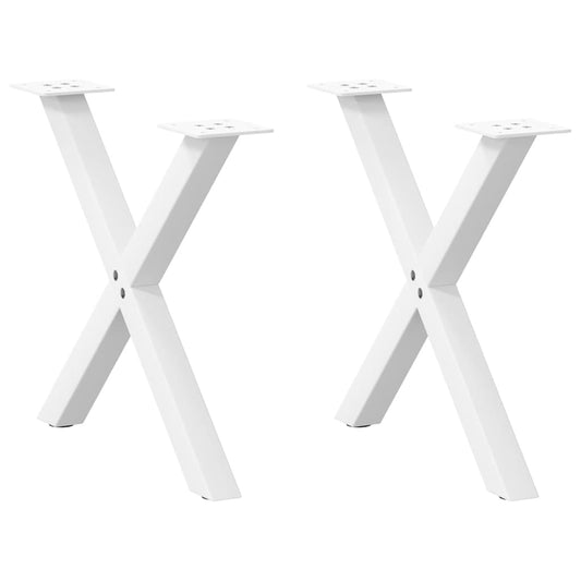 vidaXL Πόδια Τραπεζιού Σαλονιού σε Σχήμα Χ, 2 τεμ. Λευκά 50x(42-43) εκ. Ατσάλι
