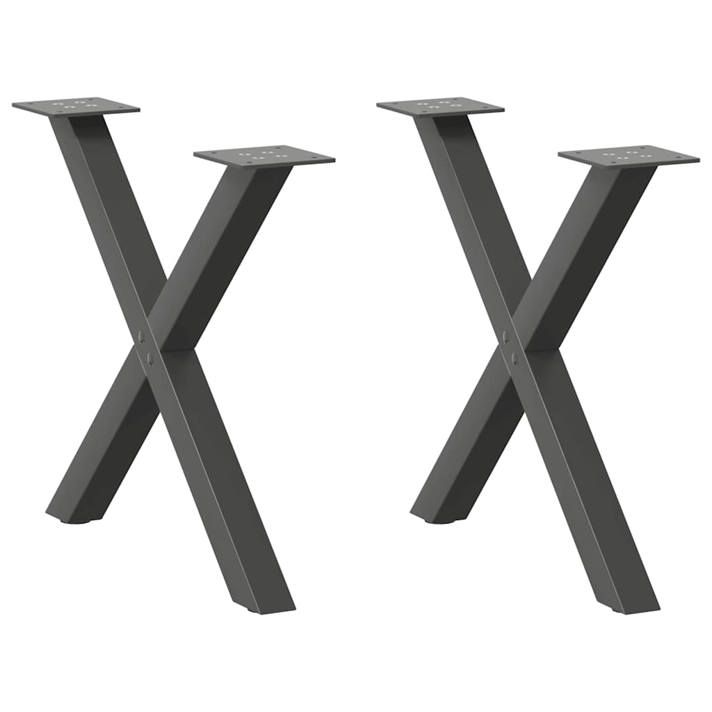 vidaXL Πόδια Τραπεζιού Σαλονιού σε Σχήμα Χ, 2 τεμ. Ανθρακί 50x(42-43) εκ. Ατσάλι