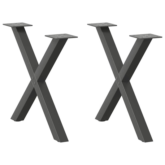vidaXL Πόδια Τραπεζιού Σαλονιού σε Σχήμα Χ, 2 τεμ. Ανθρακί 50x(42-43) εκ. Ατσάλι