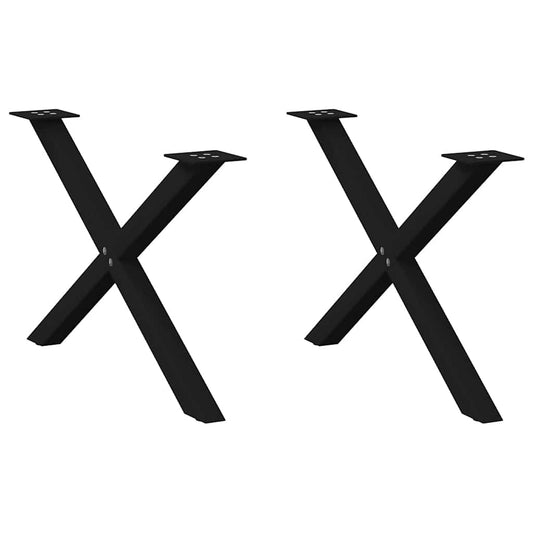 vidaXL Πόδια Τραπεζιού Σαλονιού σε Σχήμα Χ, 2 τεμ. Μαύρο, Ατσάλι 70x(42-43) εκ.