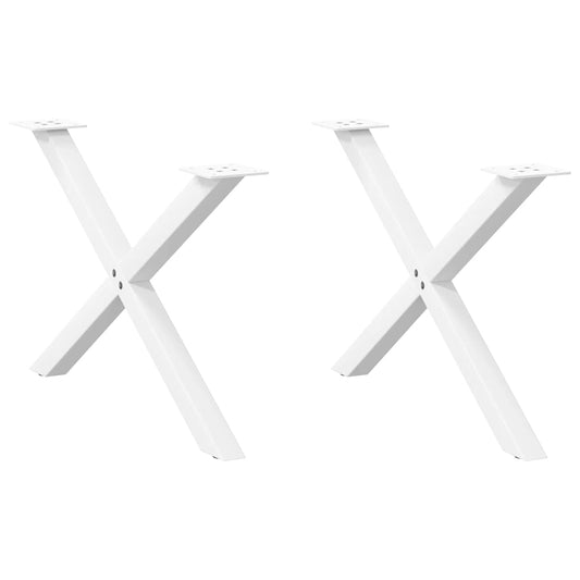 vidaXL Πόδια Τραπεζιού Σαλονιού σε Σχήμα Χ, 2 τεμ. Λευκά 70x(42-43) εκ. Ατσάλι