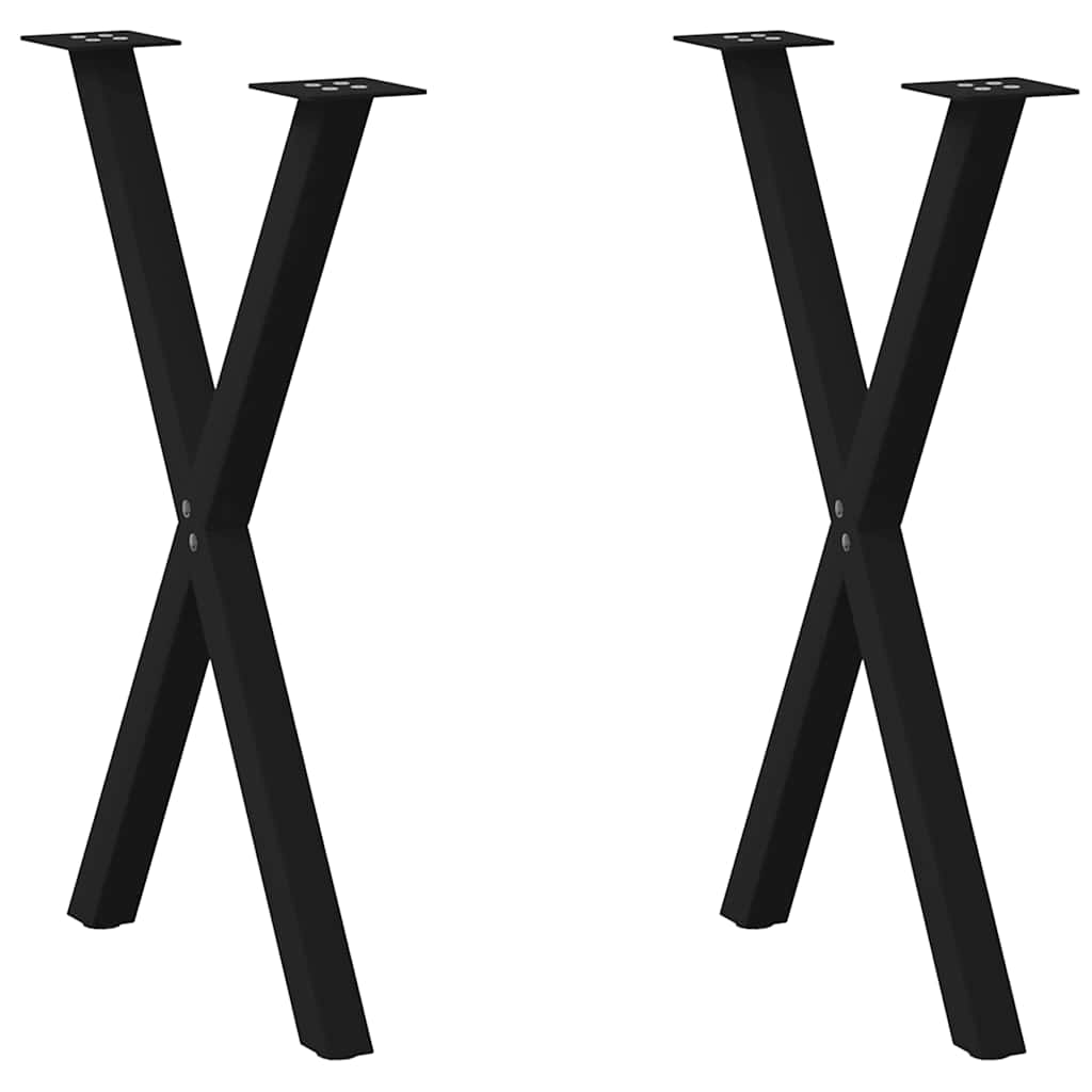 vidaXL Πόδια Τραπεζαρίας σε Σχήμα Χ, 2 τεμ. Μαύρο, Ατσάλι 50x(72-73) εκ.