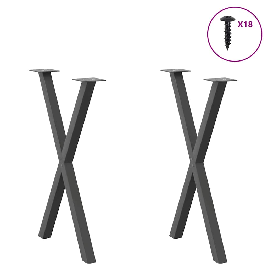 vidaXL Πόδια Τραπεζαρίας σε Σχήμα Χ, 2 τεμ. Ανθρακί 57x(72-73) εκ. Ατσάλι