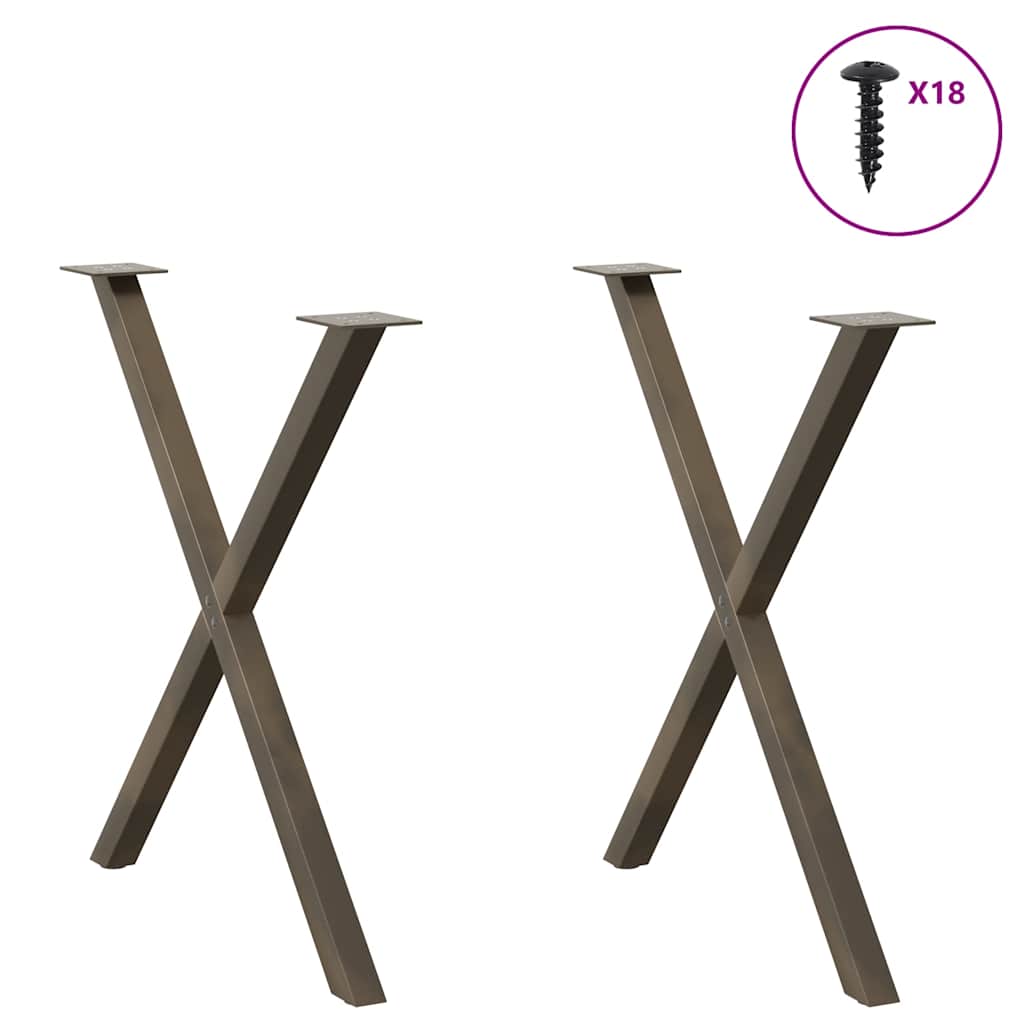 vidaXL Πόδια Τραπεζαρίας σε Σχήμα Χ, 2 τεμ. από Φυσικό Ατσάλι 70x(72-73) εκ. Ατσάλι