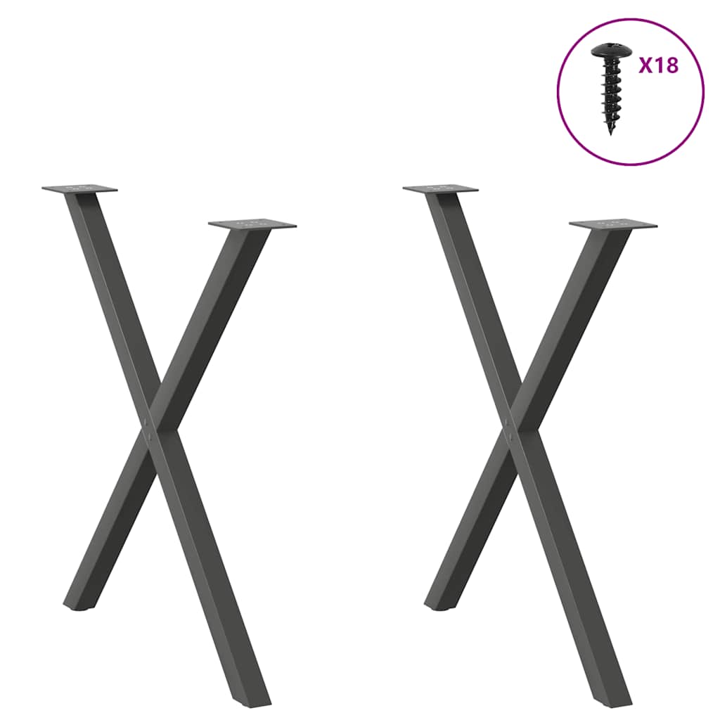 vidaXL Πόδια Τραπεζαρίας σε Σχήμα Χ 2 τεμ. Ανθρακί 80x(72-73) εκ. Ατσάλι
