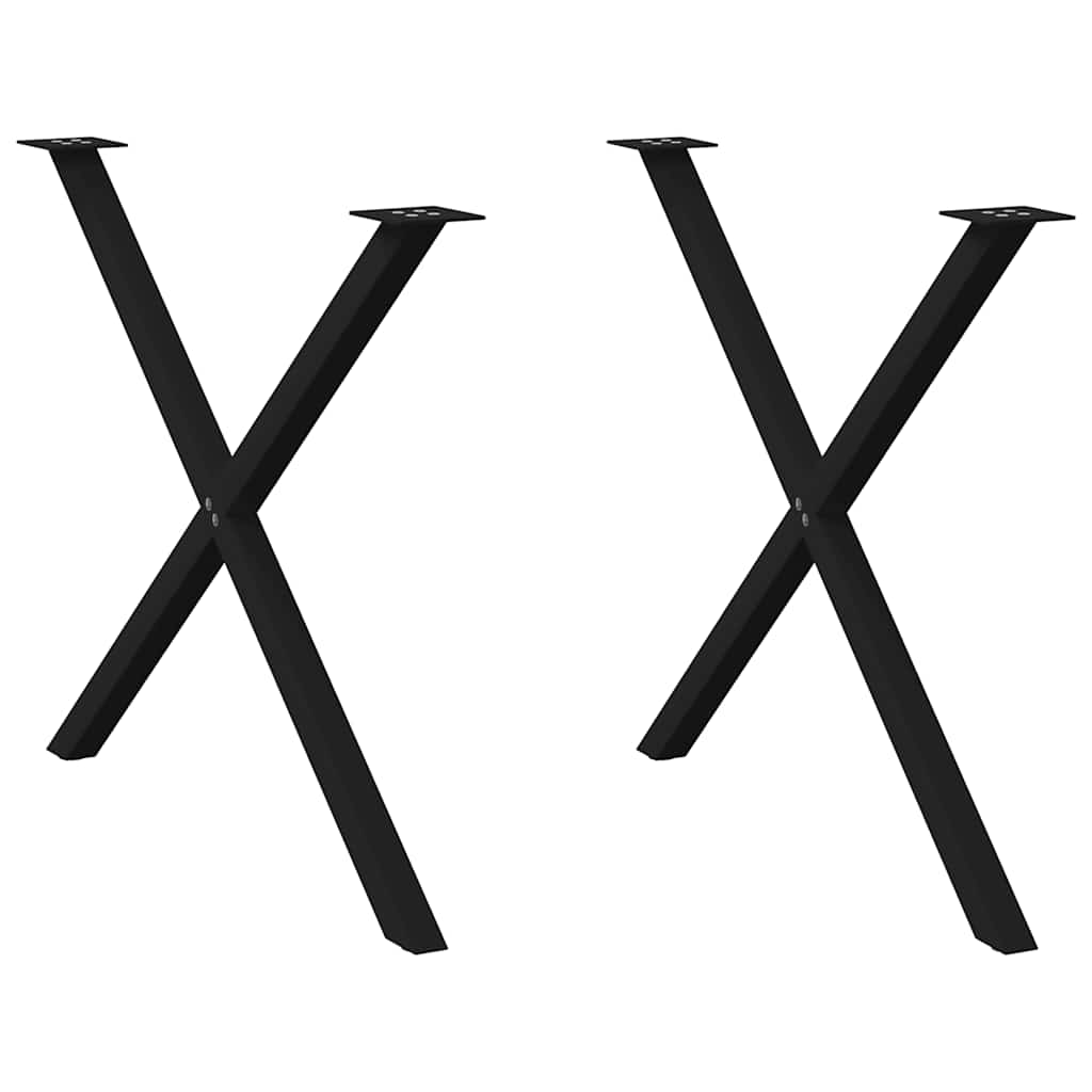 vidaXL Πόδια Τραπεζαρίας σε Σχήμα Χ, 2 τεμ. Μαύρα 90x(72-73) εκ. Ατσάλι