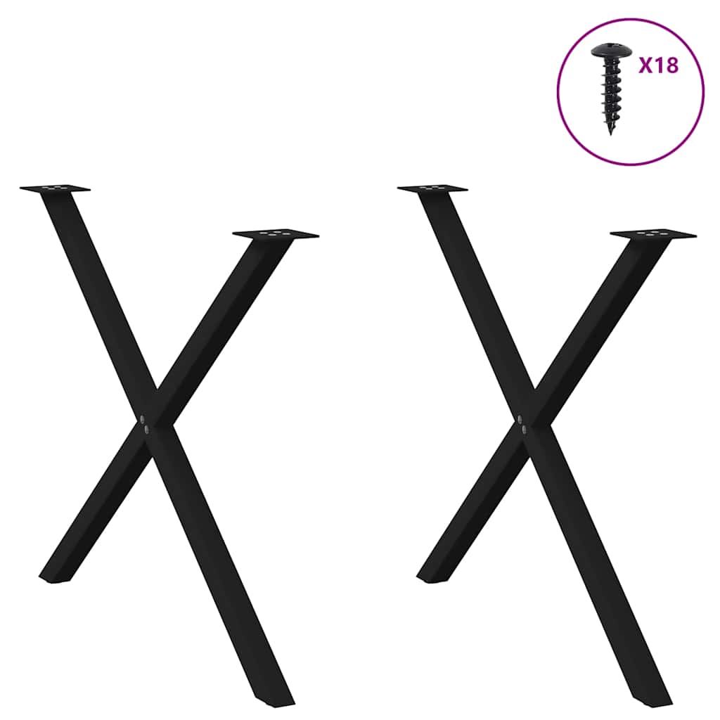 vidaXL Πόδια Τραπεζαρίας σε Σχήμα Χ, 2 τεμ. Μαύρα 90x(72-73) εκ. Ατσάλι