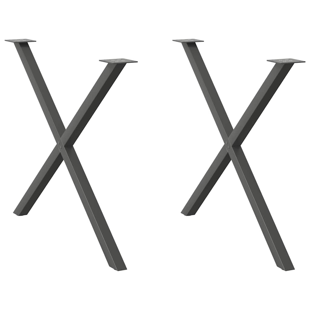 vidaXL Πόδια Τραπεζαρίας σε Σχήμα Χ, 2 τεμ. Ανθρακί 90x(72-73) εκ. Ατσάλι