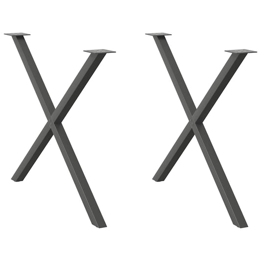 vidaXL Πόδια Τραπεζαρίας σε Σχήμα Χ, 2 τεμ. Ανθρακί 90x(72-73) εκ. Ατσάλι