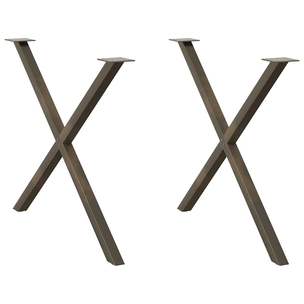 vidaXL Πόδια Τραπεζαρίας σε Σχήμα Χ, 2 τεμ. από Φυσικό Ατσάλι 90x(72-73) εκ. Ατσάλι