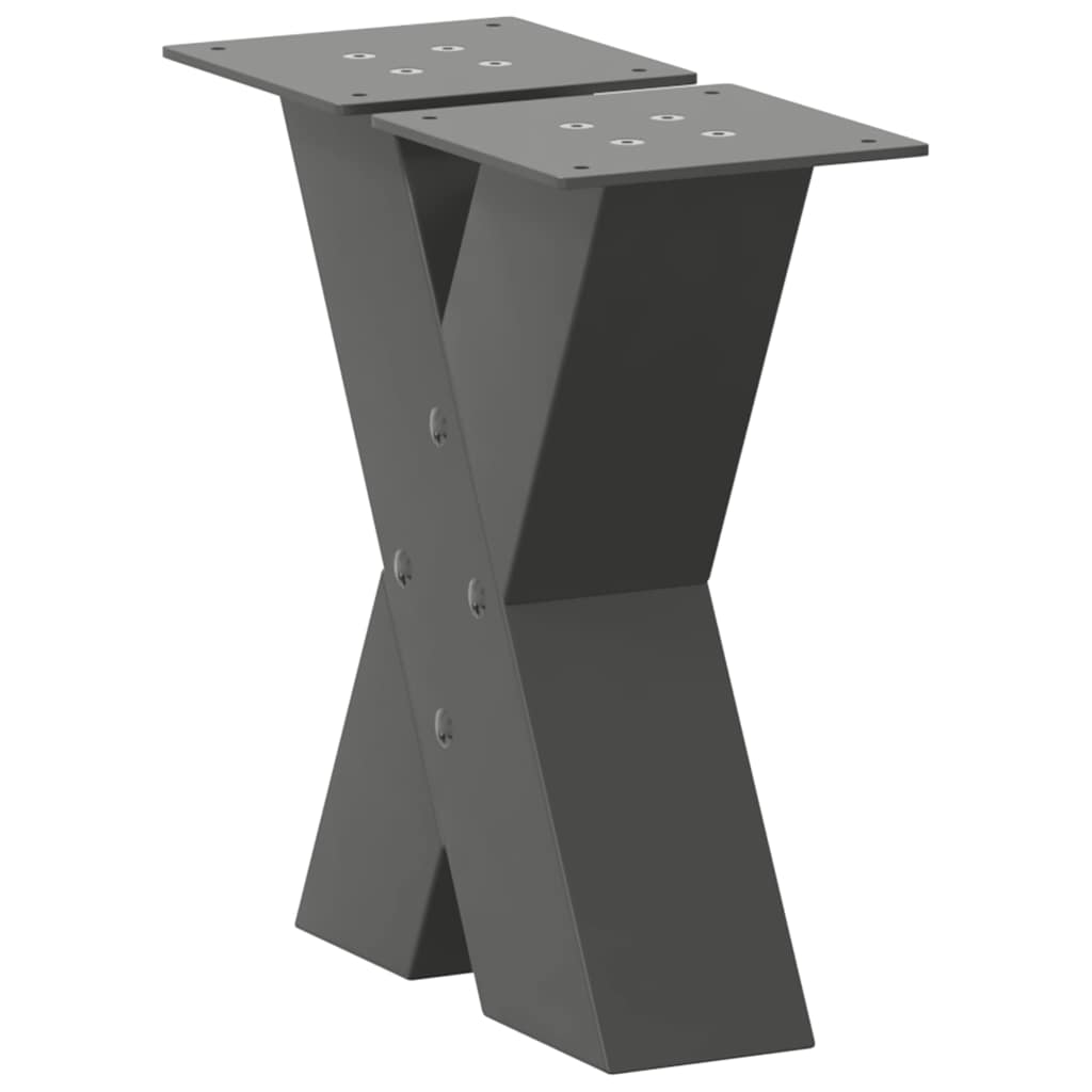 vidaXL Πόδια Τραπεζιού Σαλονιού σε Σχήμα Χ, 2 τεμ. Ανθρακί 30x(30-31) εκ. Ατσάλι