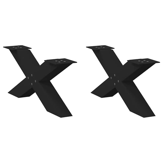 vidaXL Πόδια Τραπεζιού Σαλονιού σε Σχήμα Χ, 2 τεμ. Μαύρο, Ατσάλι 70x(30-31) εκ.