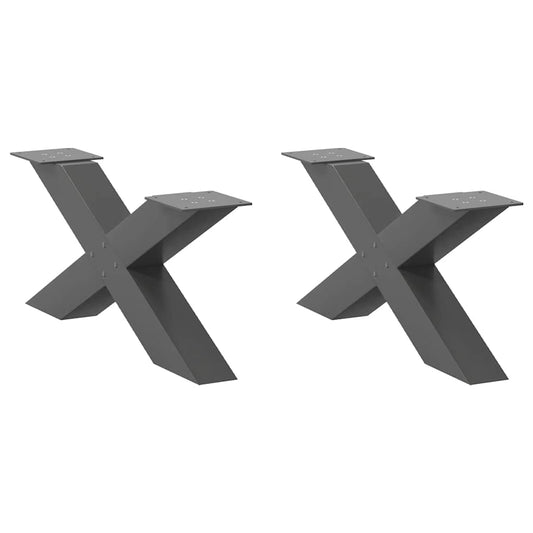 vidaXL Πόδια Τραπεζιού Σαλονιού σε Σχήμα Χ 2 τεμ. Ανθρακί 70x(30-31) εκ. Ατσάλι