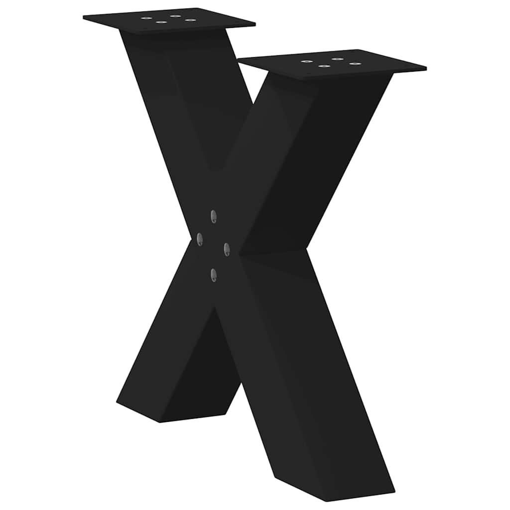 vidaXL Πόδια Τραπεζιού Σαλονιού σε Σχήμα Χ, 2 τεμ. Μαύρο, Ατσάλι 50x(42-43) εκ.
