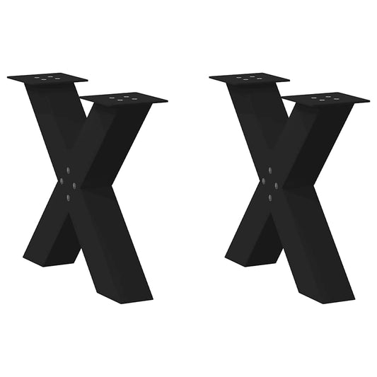 vidaXL Πόδια Τραπεζιού Σαλονιού σε Σχήμα Χ, 2 τεμ. Μαύρο, Ατσάλι 60x(42-43) εκ.