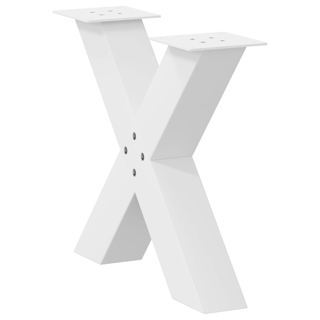 vidaXL Πόδια Τραπεζιού Σαλονιού σε Σχήμα Χ, 2 τεμ. Λευκά 60x(42-43) εκ. Ατσάλι
