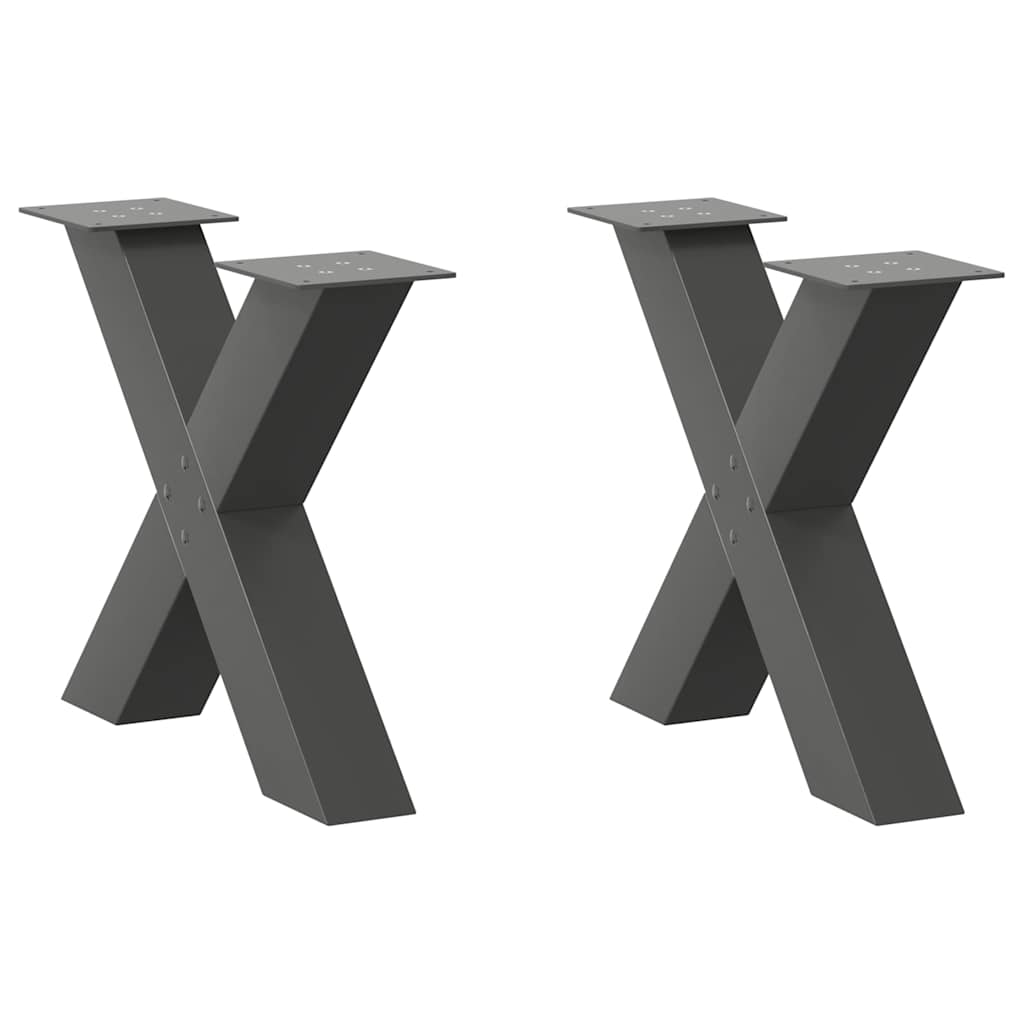 vidaXL Πόδια Τραπεζιού Σαλονιού σε Σχήμα Χ, 2 τεμ. Ανθρακί 60x(42-43) εκ. Ατσάλι