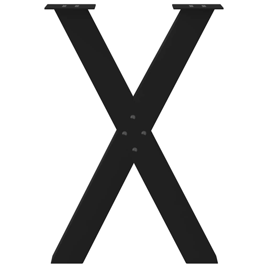 vidaXL Πόδια Τραπεζαρίας σε Σχήμα Χ, 2 τεμ. Μαύρο, Ατσάλι 50x(72-73) εκ.