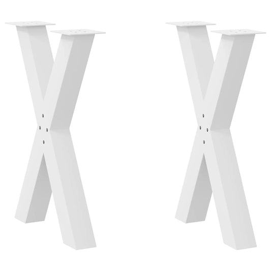 vidaXL Πόδια Τραπεζαρίας σε Σχήμα Χ, 2 τεμ. Λευκά 50x(72-73) εκ. Ατσάλι