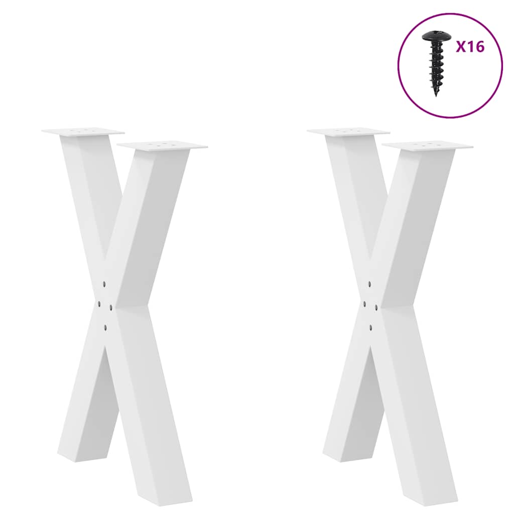 vidaXL Πόδια Τραπεζαρίας σε Σχήμα Χ, 2 τεμ. Λευκά 50x(72-73) εκ. Ατσάλι