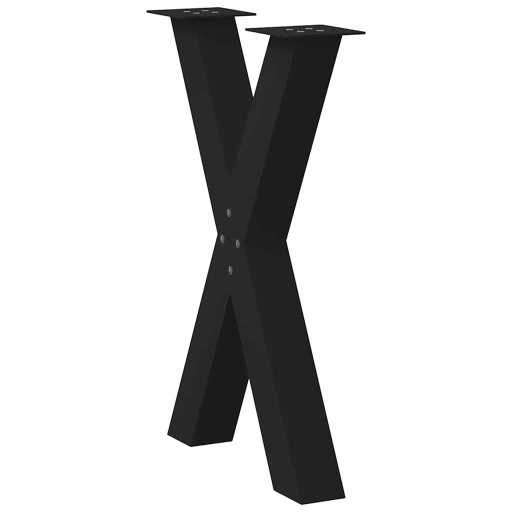 vidaXL Πόδια Τραπεζαρίας σε Σχήμα Χ, 2 τεμ. Μαύρο, Ατσάλι 60x(72-73) εκ.