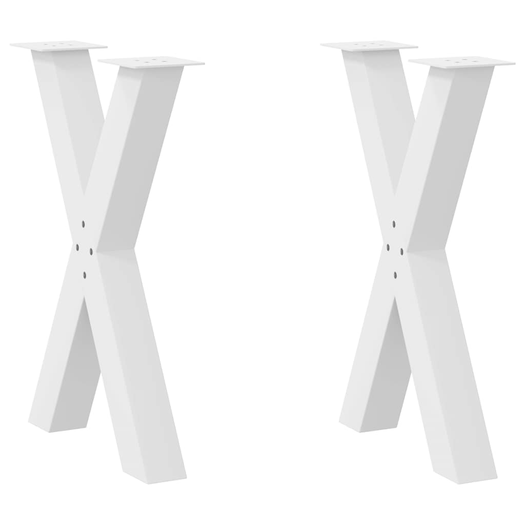 vidaXL Πόδια Τραπεζαρίας σε Σχήμα Χ, 2 τεμ. Λευκά 60x(72-73) εκ. Ατσάλι