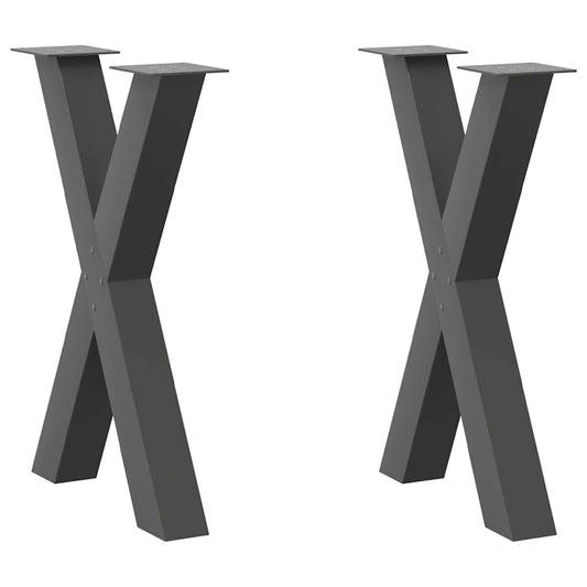 vidaXL Πόδια Τραπεζαρίας σε Σχήμα Χ, 2 τεμ. Ανθρακί 60x(72-73) εκ. Ατσάλι