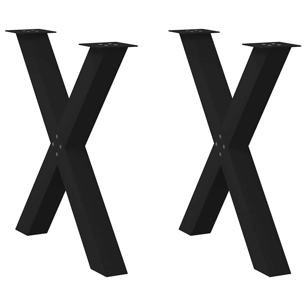 vidaXL Πόδια Τραπεζαρίας σε Σχήμα Χ, 2 τεμ. Μαύρο, 70x(72-73) εκ. Ατσάλι