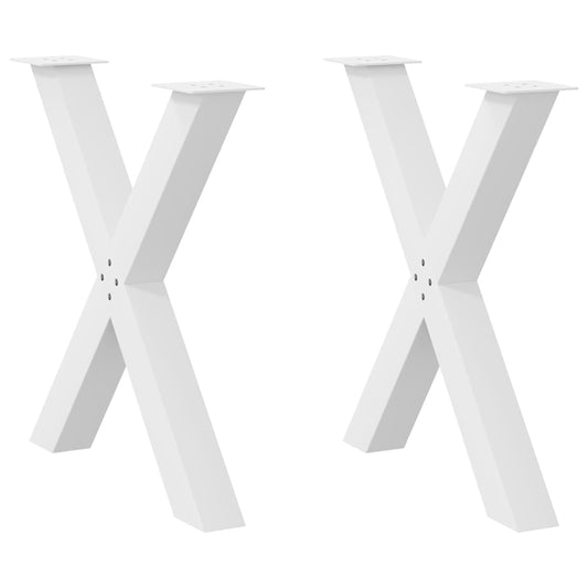 vidaXL Πόδια Τραπεζαρίας σε Σχήμα Χ, 2 τεμ. Λευκά 70x(72-73) εκ. Ατσάλι