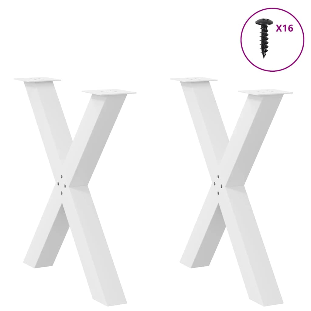 vidaXL Πόδια Τραπεζαρίας σε Σχήμα Χ, 2 τεμ. Λευκά 70x(72-73) εκ. Ατσάλι