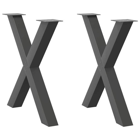 vidaXL Πόδια Τραπεζαρίας σε Σχήμα Χ 2 τεμ. Ανθρακί 70x(72-73) εκ. Ατσάλι