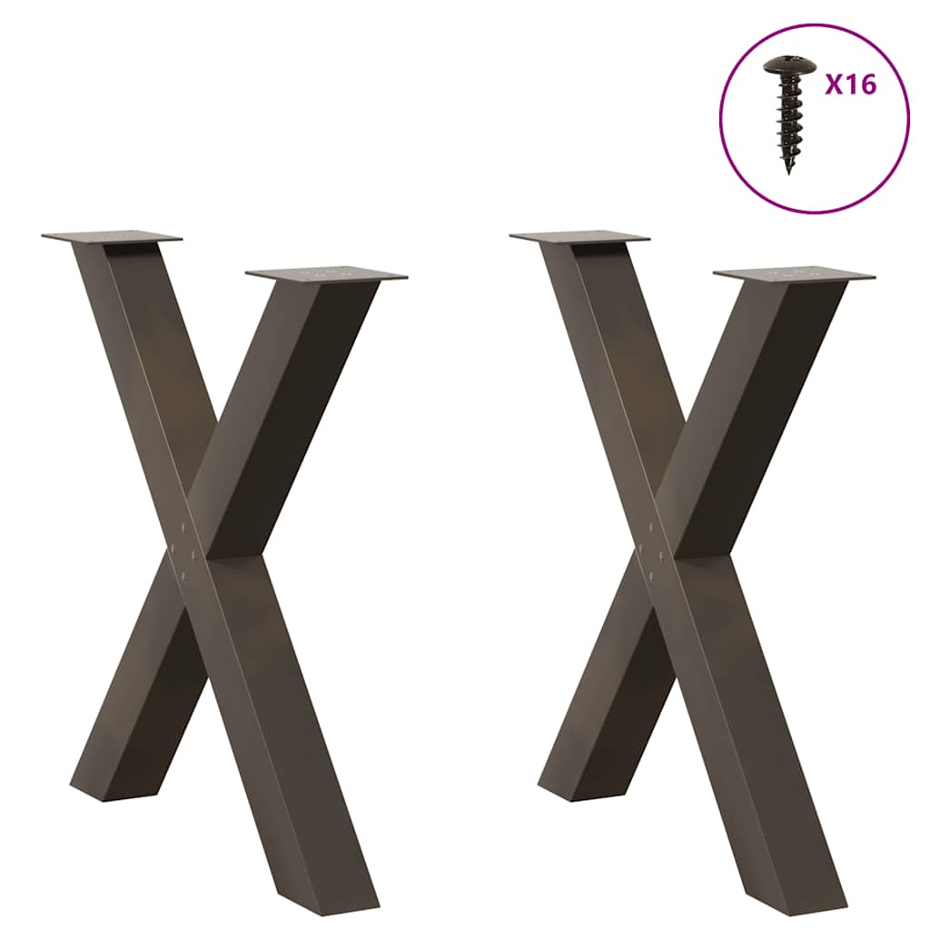 vidaXL Πόδια Τραπεζαρίας σε Σχήμα Χ, 2 τεμ. από Φυσικό Ατσάλι 70x(72-73) εκ. Ατσάλι